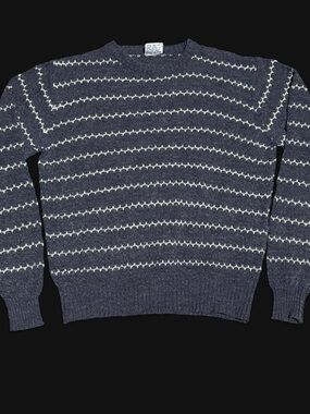 Saturdays Crewneck Sweater Gray Wool Blend Striped Knit Size M Vintage Korean